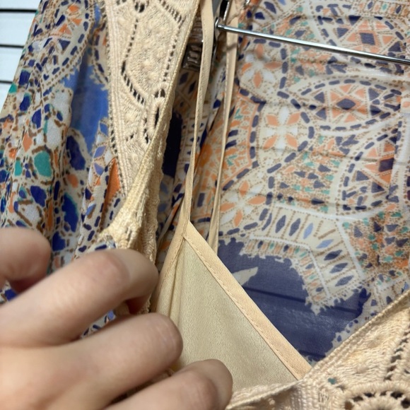 Anthropologie Meadow Rue Oswengo Crochet Maxi Dress Cream and Blue Size XS - Picture 5 of 7